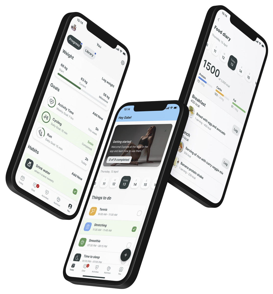 A mockup of the coaching app showcasing the features.
